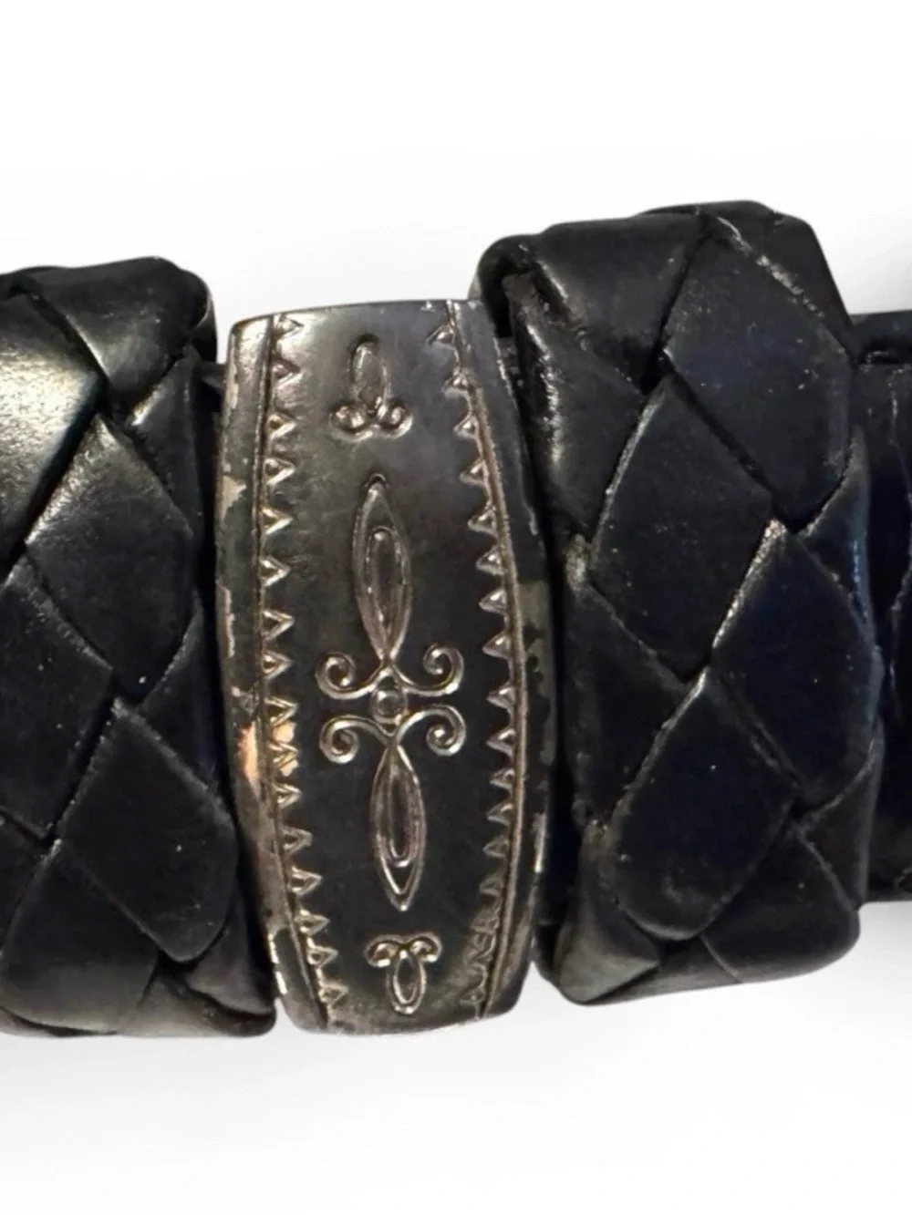 Brighton Womens Leather Belt 24703 M 1.25” Wide Black Crocodile Silver Buckle